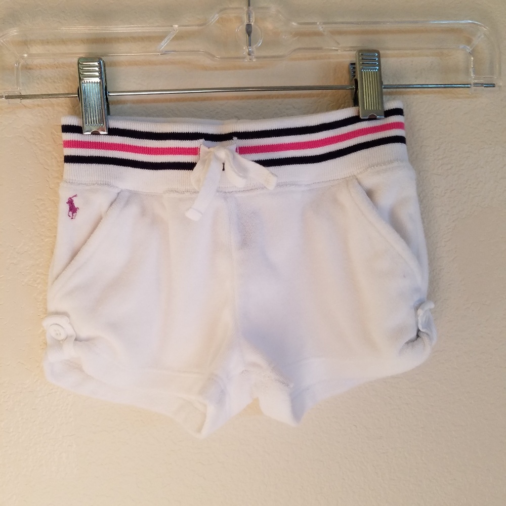 RALPH LAUREN FLEECE SHORTS 24 MONTHS, WHITE